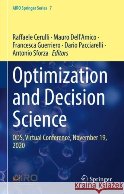 Optimization and Decision Science: Ods, Virtual Conference, November 19, 2020 Cerulli, Raffaele 9783030868406 Springer International Publishing