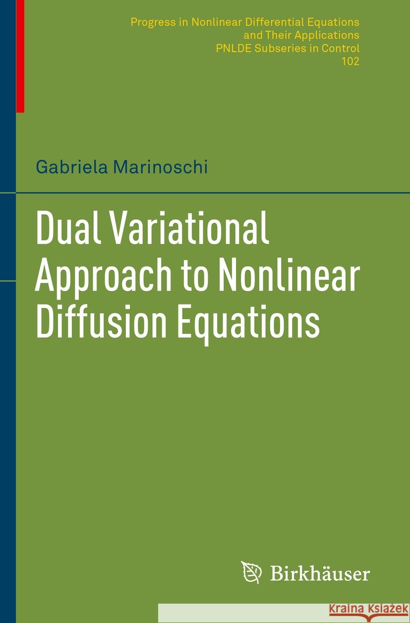 Dual Variational Approach to Nonlinear Diffusion Equations Gabriela Marinoschi 9783031245855 Springer Nature Switzerland
