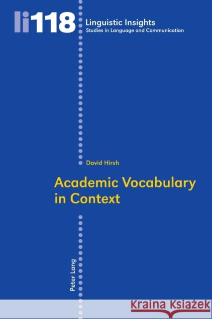 Academic Vocabulary in Context Hirsh, David 9783034304269