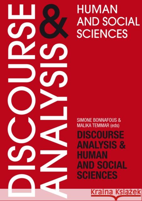 Discourse Analysis and Human and Social Sciences Simone Bonnafous Malika Temmar  9783034312417 Peter Lang AG, Internationaler Verlag der Wis