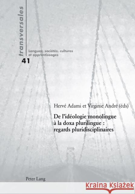 de l'Idéologie Monolingue À La Doxa Plurilingue: Regards Pluridisciplinaires Adami, Hervé 9783034313841 Peter Lang Gmbh, Internationaler Verlag Der W