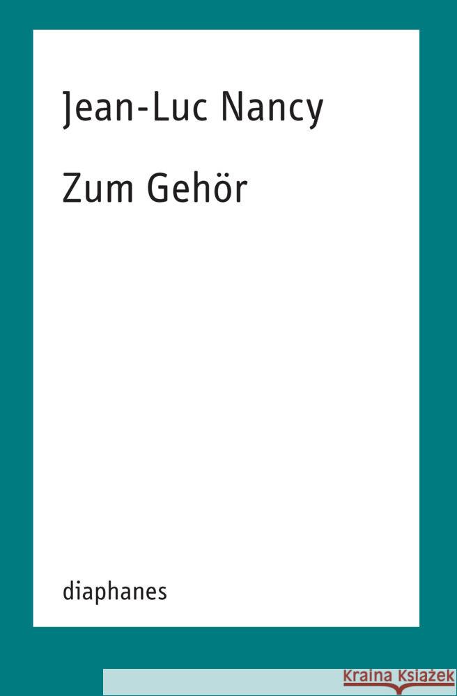 Zum Gehör Nancy, Jean-Luc 9783035805536