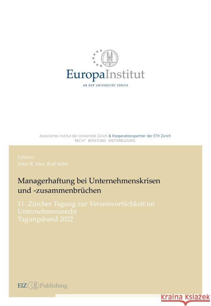 Managerhaftung bei Unternehmenskrisen und -zusammenbrüchen Sethe, Rolf 9783038055907