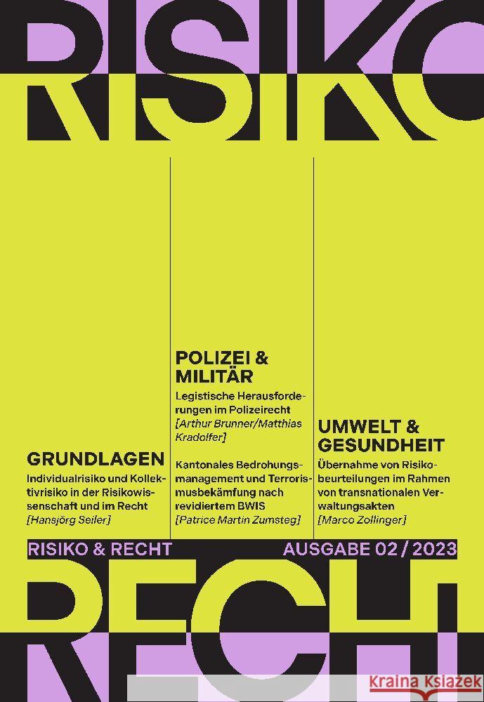 Risiko & Recht 02/2023 Matthias Kradolfer Tilmann Altwicker Goran Seferovic 9783038056362