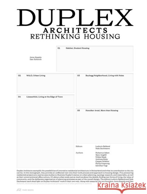 Duplex Architects: Housing Ludovic Balland Nele Dechmann 9783038602309 Park Publishing (WI)