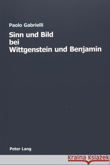 Sinn Und Bild Bei Wittgenstein Und Benjamin Gabrielli, Paolo 9783039100941 Peter Lang Gmbh, Internationaler Verlag Der W