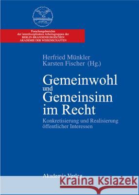 Gemeinwohl Und Gemeinsinn Im Recht: Konkretisierung Und Realisierung Öffentlicher Interessen Herfried Münkler, Karsten Fischer 9783050036786 Walter de Gruyter