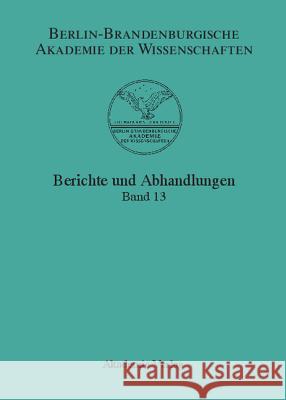 Band 13 Berlin-Brandenburgische Akademie Der Wis 9783050044255