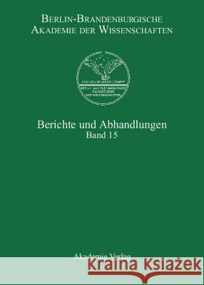 Band 15 Berlin-Brandenburgische Akademie Der Wis 9783050046488