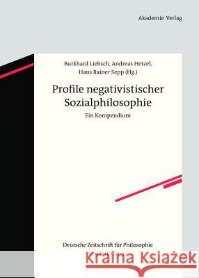 Profile negativistischer Sozialphilosophie Burkhard Liebsch, Andreas Hetzel, Hans Rainer Sepp 9783050051932