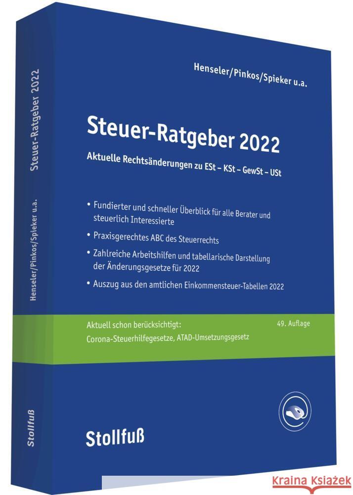 Steuer-Ratgeber 2022 Henseler, Frank, Pinkos, Erich, Püschner, Wolfgang 9783083277224