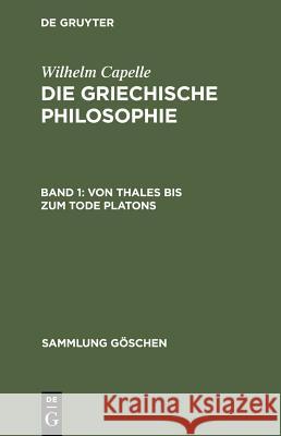 Von Thales Bis Zum Tode Platons Johannes Muller 9783110019087
