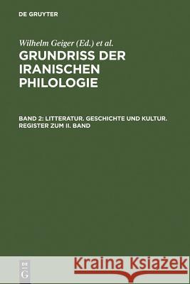 Litteratur, Geschichte Und Kultur, Register Zum II. Band Geiger, Wilhelm 9783110024937 Walter de Gruyter