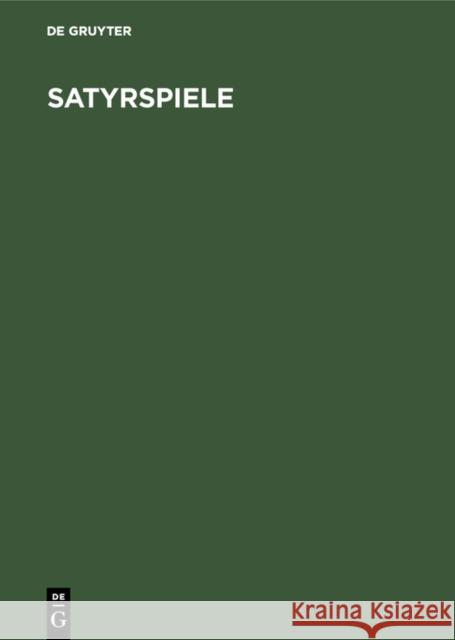 Satyrspiele Frank Brommer 9783110031362 Walter de Gruyter