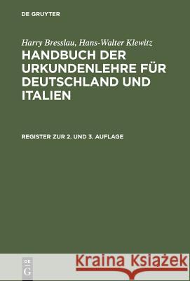 Register Zur 2. Und 3. Auflage Schulze, Hans 9783110031638