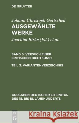 Variantenverzeichnis Gottsched, Johann Christoph 9783110044713