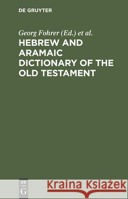 Hebrew and Aramaic Dictionary of the Old Testament Georg Fohrer 9783110045727 Walter de Gruyter
