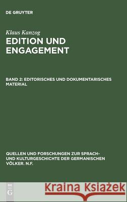 Editorisches und dokumentarisches Material Kanzog, Klaus 9783110059793