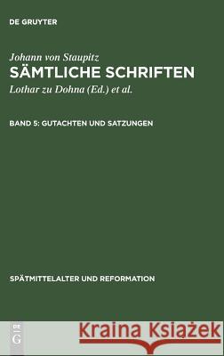 Gutachten Und Satzungen Günter, Wolfgang 9783110078107