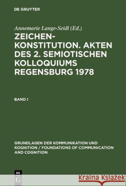 Zeichenkonstitution  9783110081091 De Gruyter
