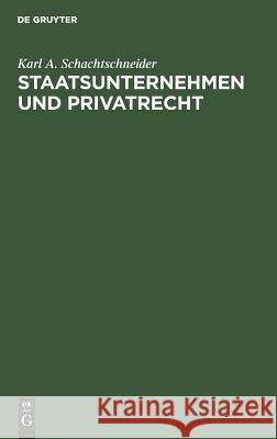 Staatsunternehmen und Privatrecht Schachtschneider, Karl A. 9783110101416