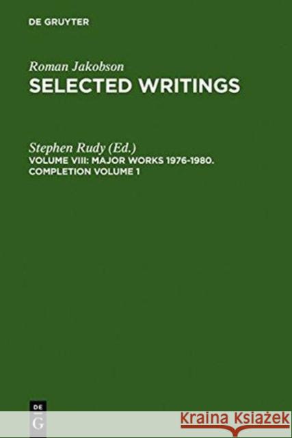 Major Works 1976-1980. Completion Volume 1  9783110103793 Walter de Gruyter & Co