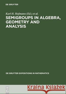 Semigroups in Algebra, Geometry and Analysis Jimmie D. Lawson Karl H. Hofmann Ernst B. Vinberg 9783110143195