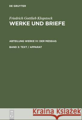 Text / Apparat Klopstock, Friedrich Gottlieb 9783110147513 Walter de Gruyter