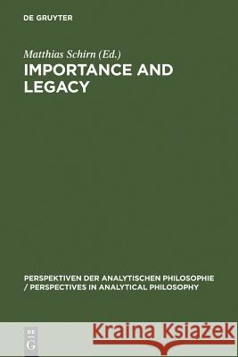 Importance and Legacy Schirn, Matthias 9783110150544 Walter de Gruyter