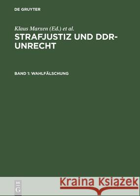 Wahlfälschung  9783110161342 De Gruyter