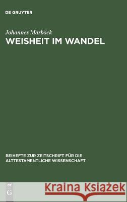 Weisheit im Wandel Marböck, Johannes 9783110163759