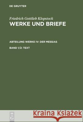 Text Klopstock, Friedrich Gottlieb 9783110168624 Walter de Gruyter