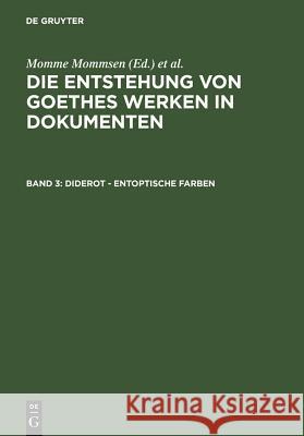 Diderot - Entoptische Farben Momme Mommsen Katharina Mommsen Christoph Michel 9783110189896 Walter de Gruyter
