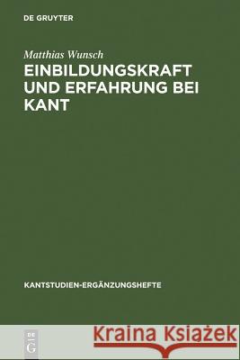 Einbildungskraft und Erfahrung bei Kant Wunsch, Matthias 9783110193176 Walter de Gruyter