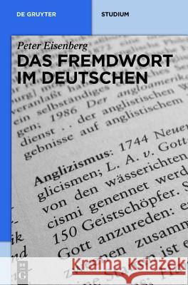 Das Fremdwort Im Deutschen Peter Eisenberg 9783110235647