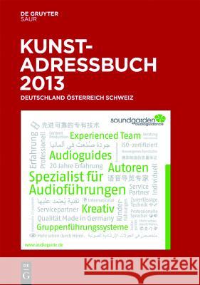 Kunstadressbuch Deutschland, sterreich, Schweiz 2013  9783110273830 Walter de Gruyter