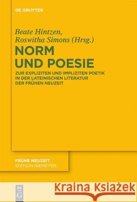 Norm und Poesie Roswitha Simons, Beate Hintzen 9783110293005 De Gruyter