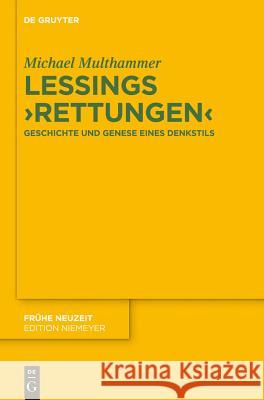 Lessings 'Rettungen' Michael Multhammer 9783110328585 De Gruyter