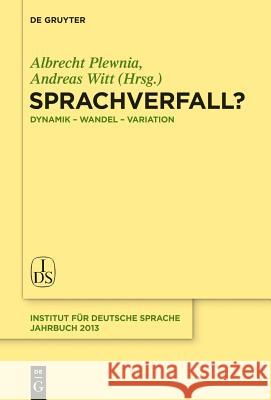 Sprachverfall? Plewnia, Albrecht 9783110342918