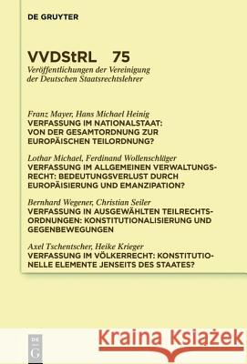 Verfassung als Ordnungskonzept Franz Mayer, Hans Michael Heinig, Lothar Michael, Et Al 9783110442953