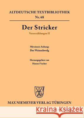 Verserzählungen II Der Stricker, Hanns Fischer, Johannes Janota 9783110482133