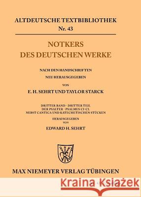 Notkers des Deutschen Werke Sehrt, Edward H. 9783110483581 De Gruyter