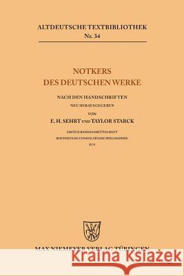 Notkers des Deutschen Werke Sehrt, Edward H. 9783110484281 de Gruyter