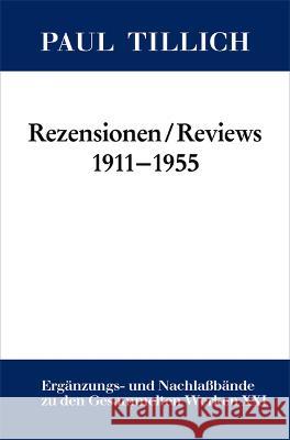 Rezensionen / Reviews 1911-1955 Christian Danz Erdmann Sturm 9783110501179