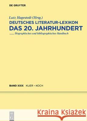 Klabund / Klier - Koch, Julius Lutz Hagestedt 9783110516531 De Gruyter (JL)