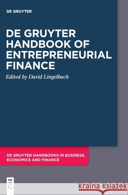 De Gruyter Handbook of Entrepreneurial Finance No Contributor 9783110726756 De Gruyter