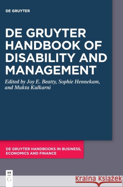 De Gruyter Handbook of Disability and Management Joy Beatty Sophie Hennekam Mukta Kulkarni 9783110743524 de Gruyter