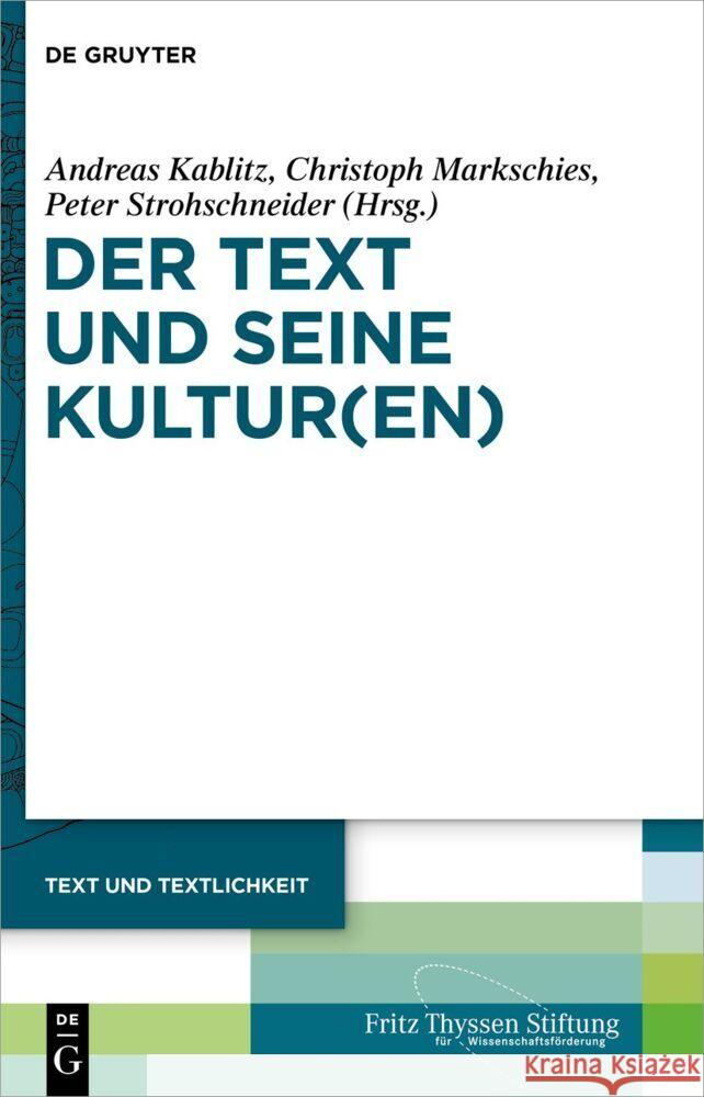Der Text Und Seine Kultur(en)  9783110775037 de Gruyter