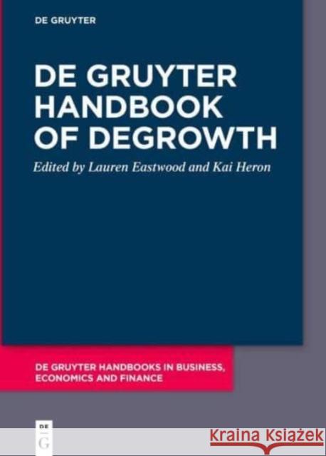 De Gruyter Handbook of Degrowth  9783110778038 De Gruyter