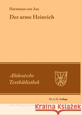 Der arme Heinrich Hartmann Von Aue, Hermann Paul, Gesa Bonath 9783110982008